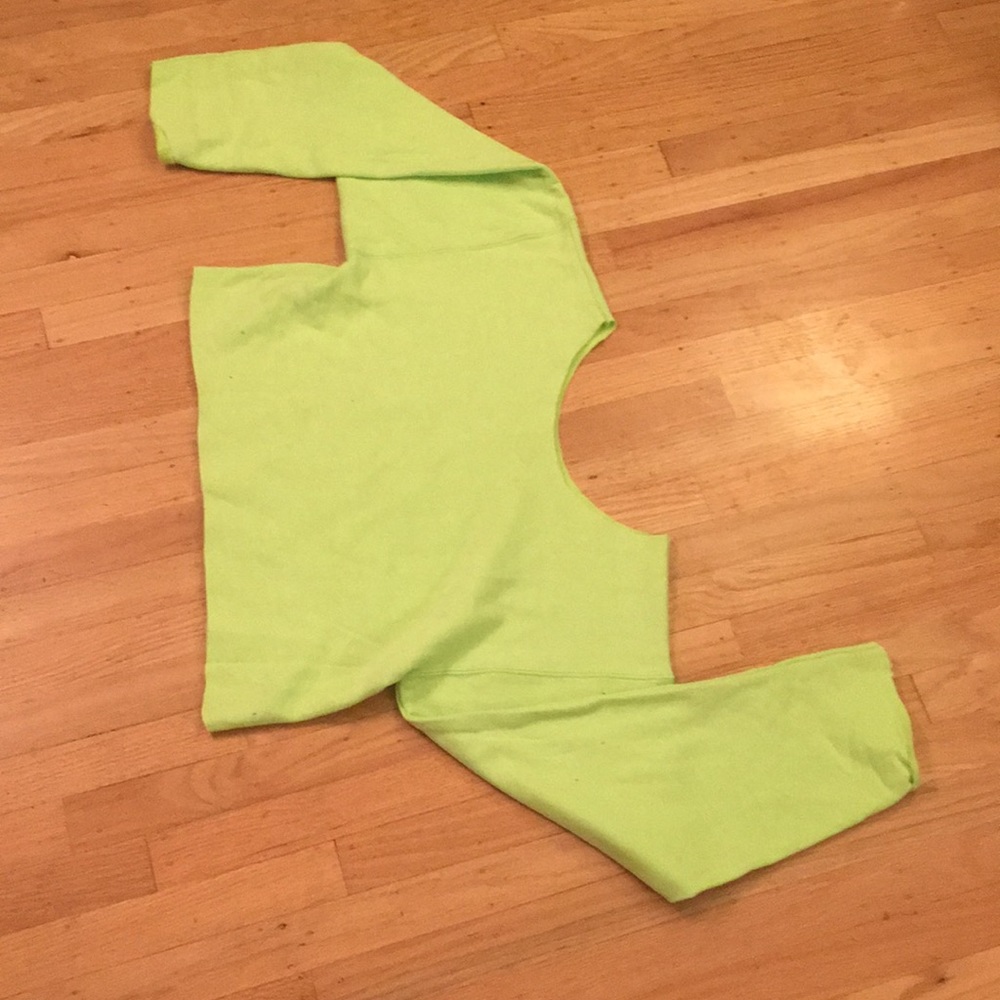 Neon green cropped off the shoulder sweatshirt